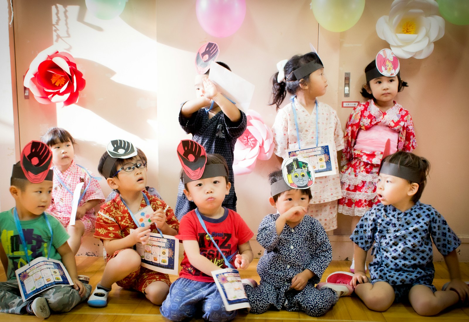 Children in a bright care setting